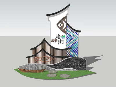 Traditional Rural Landscape With Old Alley Unique Roof Decorative Patterns And Greenery 3d model