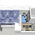 Modern Garden Landscape Design With Swimming Pool Green Plants And Outdoor Seating
