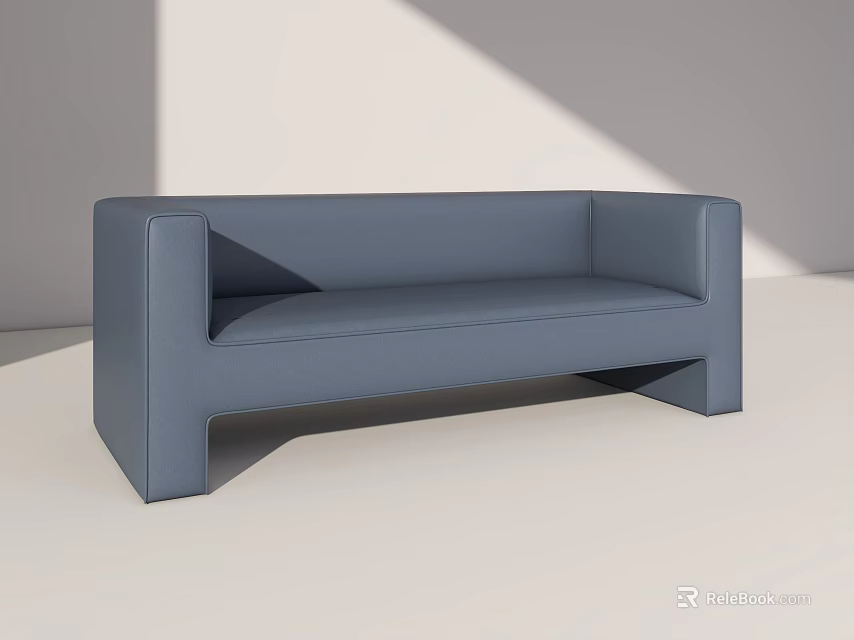 Blue Modern Two Seater Sofa With Sleek Design And Light Shadow Effect 3d model