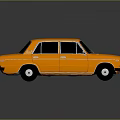 Orange Vintage Sedan With Black Windows And Retro Body Design