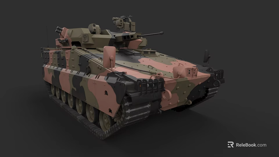 Modern Military Armored Vehicle With Camouflage Paint And Turret Weapon System 3d model 
