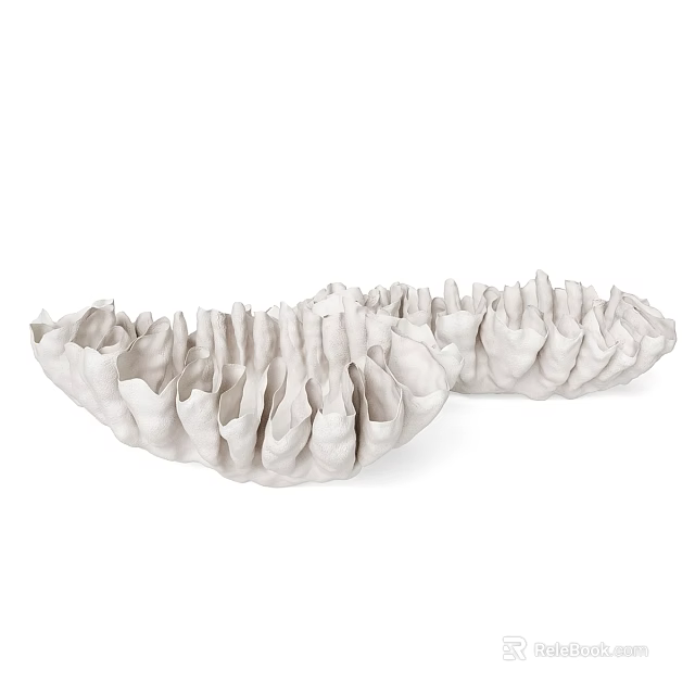 White Textured Wavy Sculptural Decorative Ornament Set For Modern Home Tabletop 3d model 