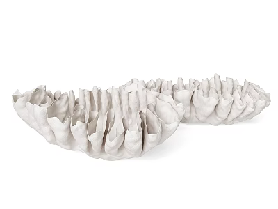 White Textured Wavy Sculptural Decorative Ornament Set For Modern Home Tabletop 3d model
