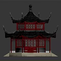 Ancient Chinese Architecture With Two Story Red Body Carved Windows Black Roof And White Base
