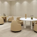 Kindergarten round table and chair combination 3d model