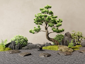 Japanese-style courtyard landscape sketch rockery stone landscape landscaping landscape stone micro-terrain Tinbu 3d model