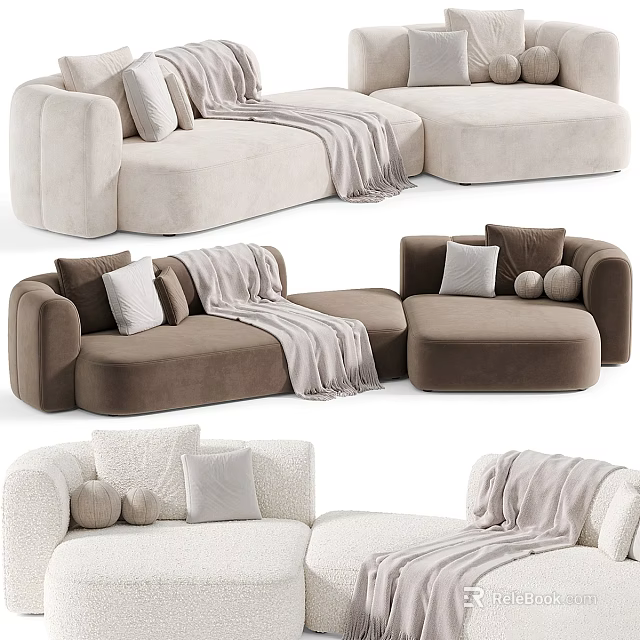 Multi Seater Sofa With Various Color Options Modern Design Cozy Pillows And Soft Blankets 3d model 