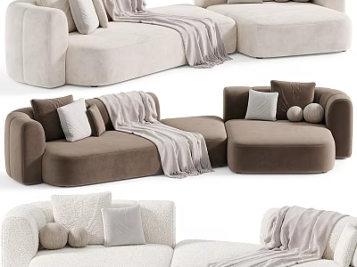 Multi Seater Sofa With Various Color Options Modern Design Cozy Pillows And Soft Blankets 3d model