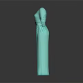 Elegant Turquoise Long Dress With V Neck Three Quarter Sleeves And Belted Waist