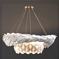 Elegant Modern White Petal Shaped Chandelier With Golden Chains For Interior Decoration
