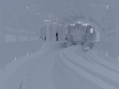 Modern Futuristic Tunnel Interior With High Speed Train And Platform Lighting 3d model