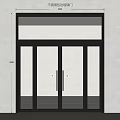 Modern Black Double Doors With Glass Panels And Metal Frame For Building Entrance