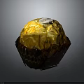 Golden Wrapped Chocolate Ball with Brown Paper Cup and Small Tag on Top