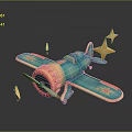 Playful Cartoon Blue Airplane Featuring Red Yellow Stars Decorations And Falling Stars Coins