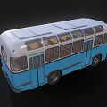 Vintage Blue And White Bus With Classic Retro Design And Large Windows