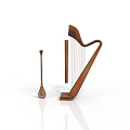 Wooden Harp And Small Plectrum As Daily Living Household Items