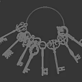 Golden Keys Hanging Decorative Ornament With Intricate Designs And Metal Loops