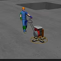 Construction Site Worker Operating Concrete Grinder to Smooth Floor Surface