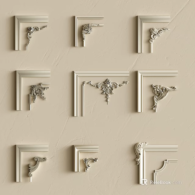 Decorative Gypsum Molding With Various Ornate Patterns For Home Interior Design 3d model 