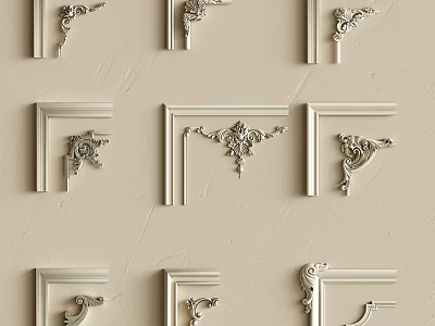 Decorative Gypsum Molding With Various Ornate Patterns For Home Interior Design 3d model