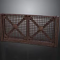 Decorative Wooden Grille Door Design With Double Panel Cross Pattern And Circular Accents