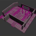 3D Interior Structure Model Featuring Industrial Floor Concrete Walls And Cylindrical Elements