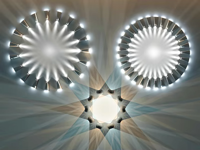 Modern Circular Wall Lamps With Radial Light Strips Central Light Source And Background Light Effects 3d model