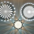 Modern Circular Wall Lamps With Radial Light Strips Central Light Source And Background Light Effects 3d model
