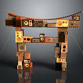 Artistic Structure Assembled With Various Electronic Components Like Speakers And Knobs