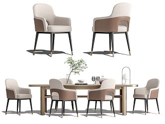 Modern Dining Table and Chair Combination Dining Chair Single Chair 3d model