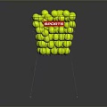 Metal Basket With Yellow Tennis Balls And Red Label On Metal Stand