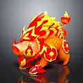 Game And Movie Character Flame Themed Red Yellow Mythical Beast With Ornamental Patterns
