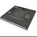 3D Industrial Scene Component With Square Platform Metal Surface And Central Vent Structure