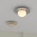 Modern Ceiling Lights With Metallic Base And White Shade In Room Interior 3d model
