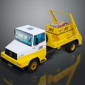 Yellow And White Mercedes Functional Garbage Truck With Open Bed And Waste