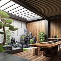 New Chinese Zen Patio Courtyard Landscape Landscape Landscaping Landscape Plants Moss Landscape Landscape Setches Patio Landscape 3d model