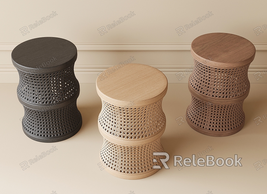 Modern Rattan Stool Round Stool model