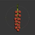 Vibrant Fresh Red Fruit Cluster With Green Leaves On White Background