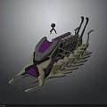 Small Humanoid Figure Standing On Large Futuristic Biomechanical Creature