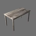 Rustic Wooden Table With Natural Wood Grain Surface And Four Sturdy Legs Design