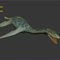 Turquoise Spotted Plesiosaur With Open Mouth Sharp Teeth And Flippers 3D Model On Dark Background