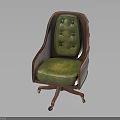 Classic Vintage Office Chair With Wooden Frame Green Tufted Upholstery And Caster Wheels