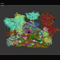 Modern Cartoon Scene Grotto Cave Forest Rocks 3d model