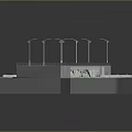 3D Model of Urban Bridge with Road Street Lights Water Channel and Greenery