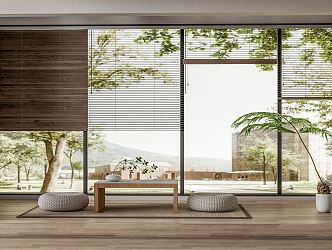 Japanese venetian blinds wood venetian blinds 3d model