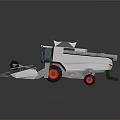 White Combine Harvester Modern Industrial Design With Red Wheels And Harvesting Header