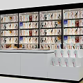 Modern Display Shelving With Multiple Layers Stocked With Magazines And Front Counter 3d model
