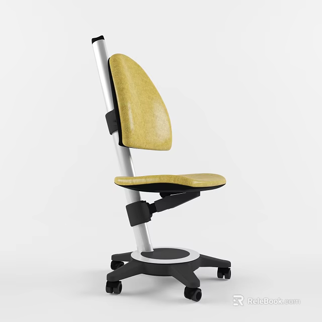 Ergonomic Modern Yellow Office Chair With Adjustable Metal Frame And Rolling Casters 3d model 