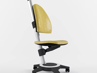 Ergonomic Modern Yellow Office Chair With Adjustable Metal Frame And Rolling Casters 3d model