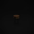 Round Two Tier Wooden Top Side Table With Black Metal Frame 3d model